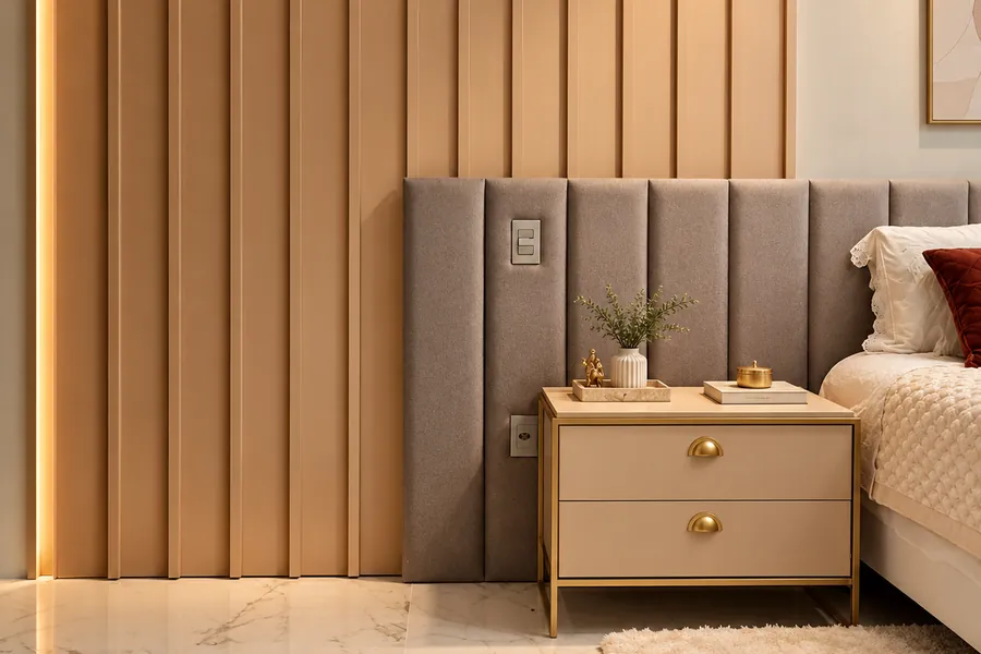 Quarto com mesa de cabeceira e painéis estofados: peças especiais que trazem aconchego e delicadeza ao ambiente | Progetto Mobiliamo
