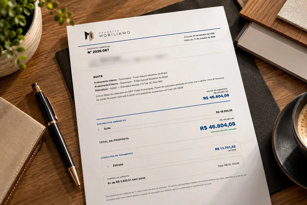 Proposta comercial de projeto sob medida | Progetto Mobiliamo